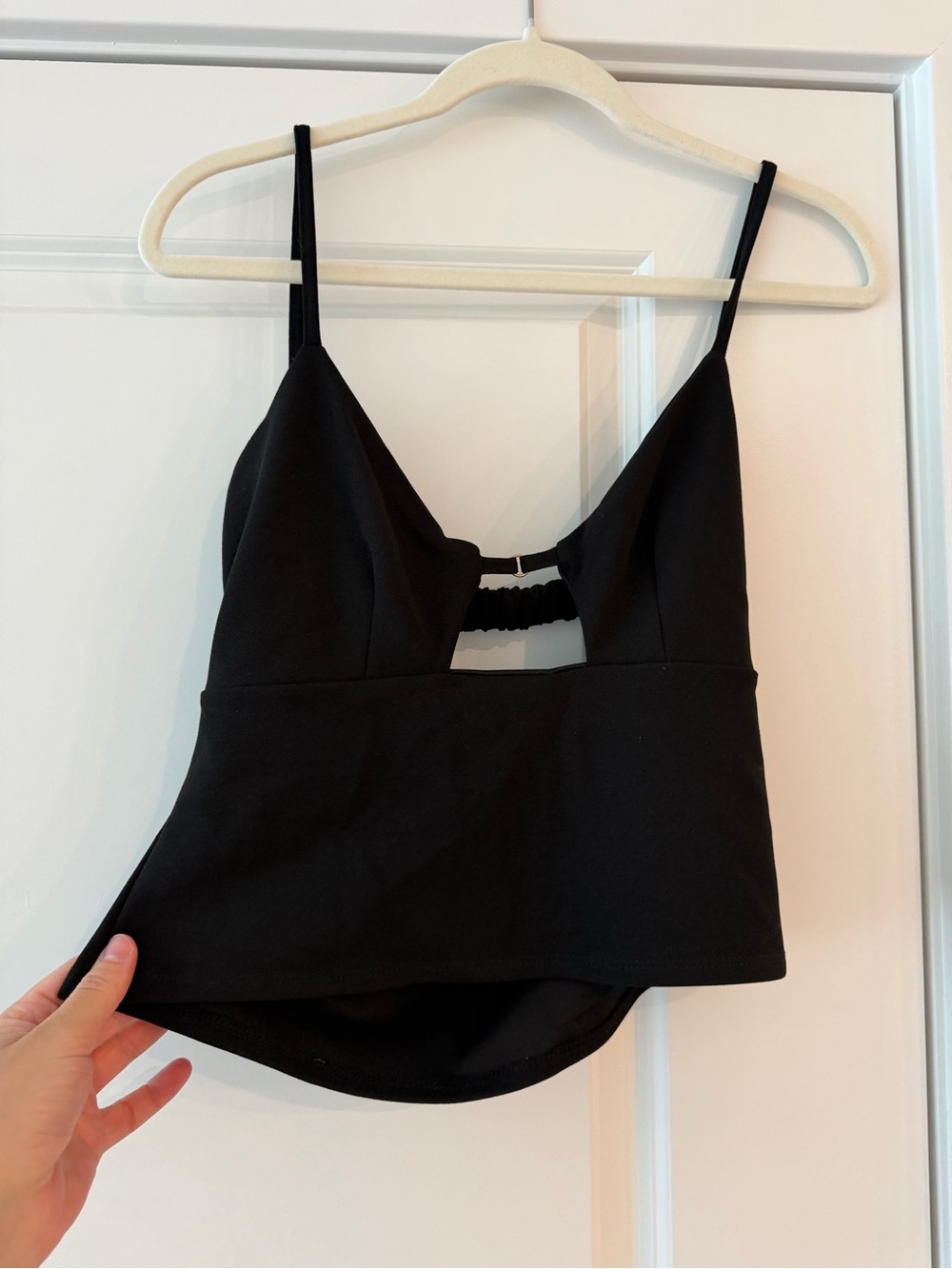 ASOS Black Cropped Tank Top with Cutout Detail